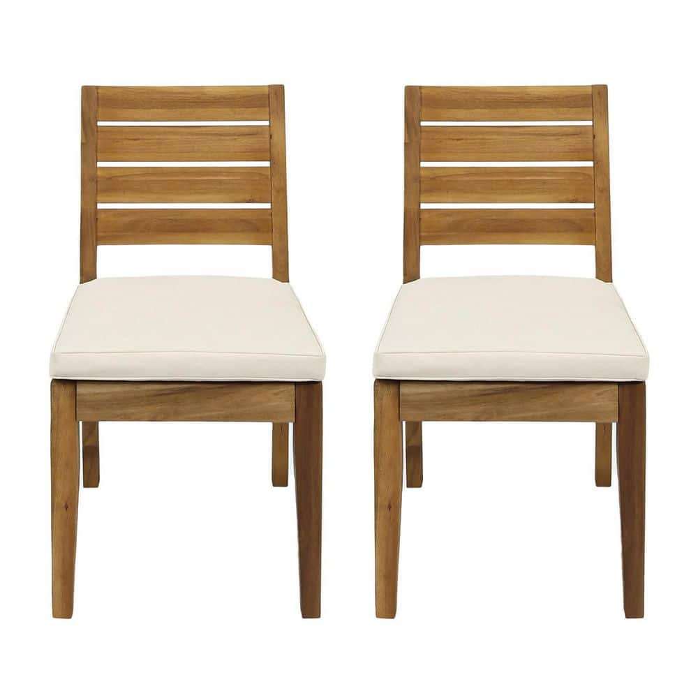 Anky Brown Wood Outdoor Dining Chair with Beige Cushion (Set of 2) price history on PriceWatchPro