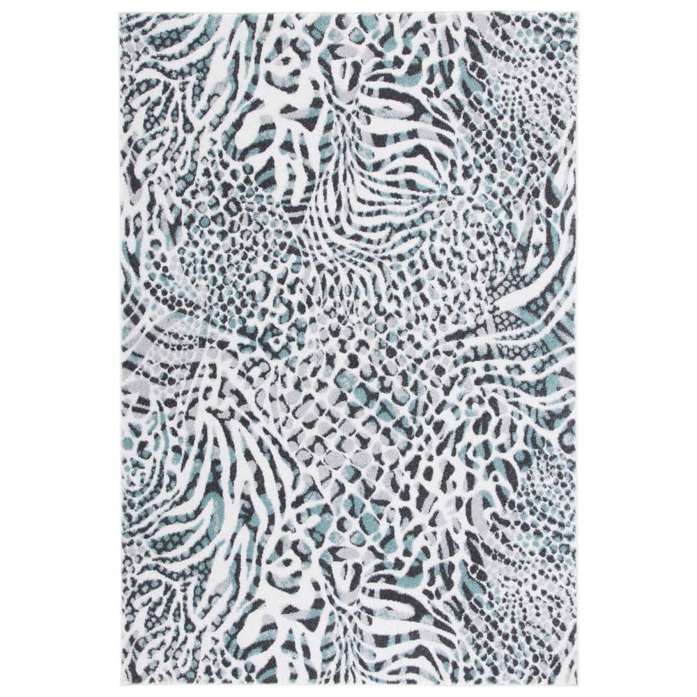 Amsterdam Ivory/Teal Doormat 3 ft. x 5 ft. Animal Print Area Rug price history on PriceWatchPro
