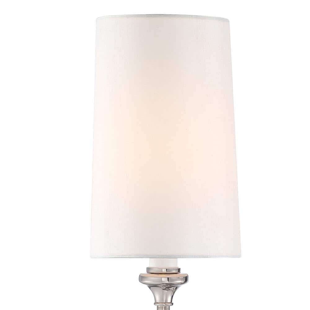 Sylvan Polished Nickel 2-Light Sconce with White Linen Cylinder Shades