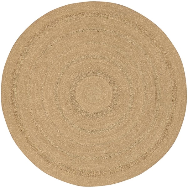 Natural Seagrass Natural 8 ft. x 8 ft. Solid Contemporary Round Area Rug