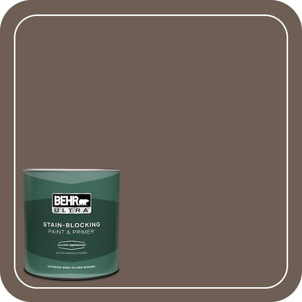 BEHR ULTRA 1 qt. #N210-6 Swiss Brown Extra Durable Semi-Gloss Enamel Interior Paint & Primer