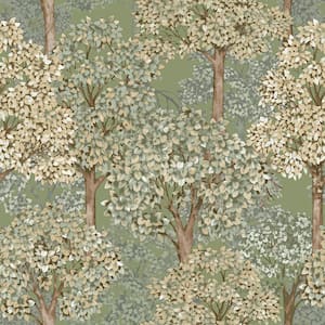 Green Little Explorers 2 Cottage Tree Matte Finish Non-Pasted Non-Woven Wallpaper Sample