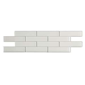 Subway Matted 12 in. x 4 in. Frost Glass Decorative Tile Backsplash (3-Pack)