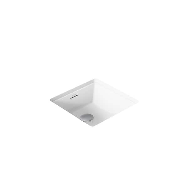 KOHLER Brazn 16 in. Square Undermount Bathroom Sink in White 21056