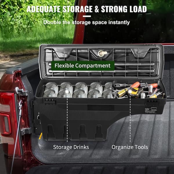 SKYSHALO Truck Bed Storage Box, Lockable Lid, Waterproof ABS