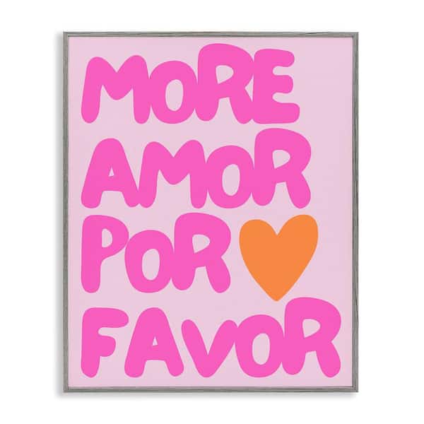 Stupell Industries More Amor with Heart by House of Lulu Gray Framed Typography Giclee Art Print 14 in. x 11 in.