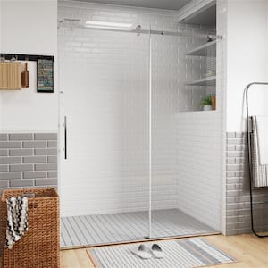 VENUS 48 in. W x 76 in. H Sliding Frameless Shower Door in Chrome Finish with Clear Glass