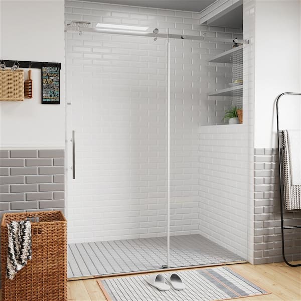 INSTER VENUS 48 in. W x 76 in. H Sliding Frameless Shower Door in Chrome Finish with Clear Glass