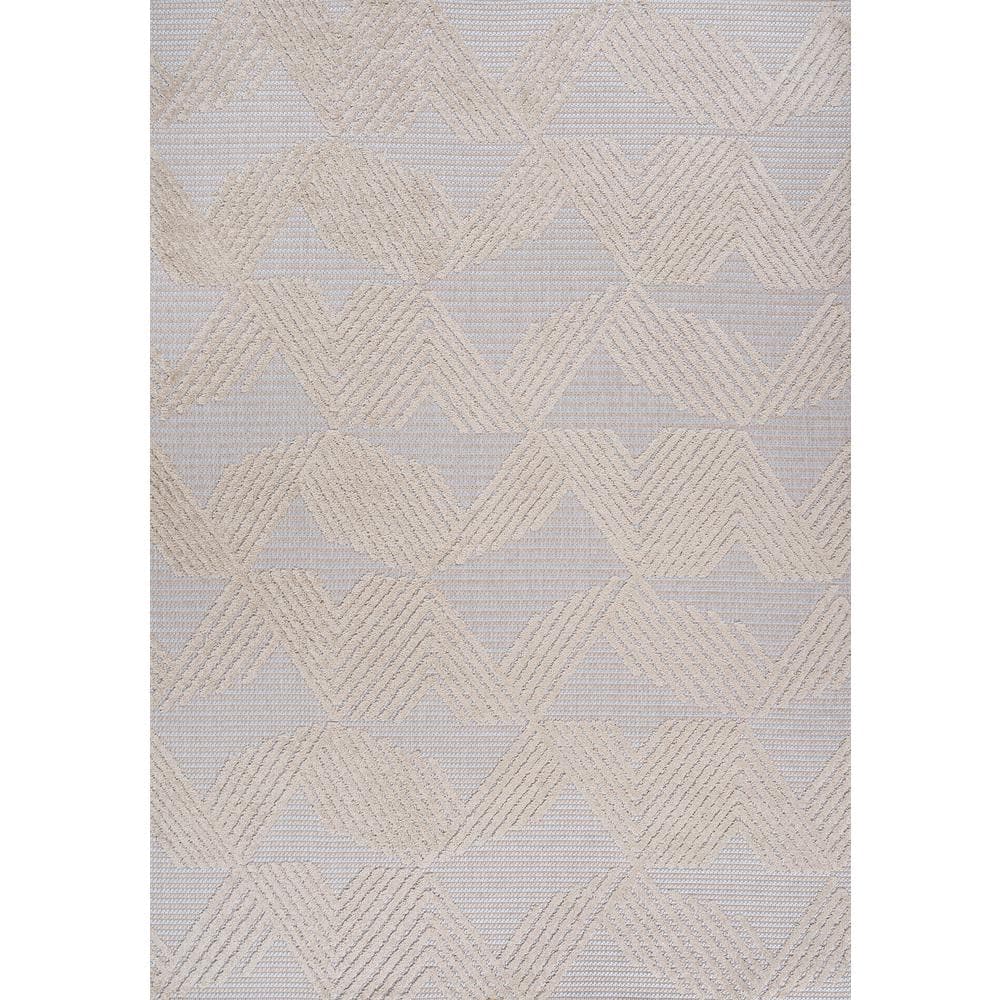 Ivory Geometric Art Deco 8' x 10' Reversible Synthetic Area Rug