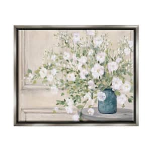 Geranium Tabletop Still Life Painting Flowers by Julia Purinton Floater Frame Nature Wall Art Print 31 in. x 25 in.