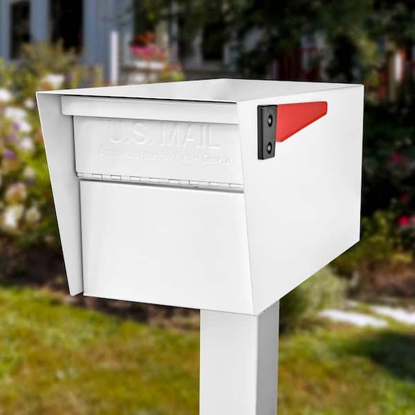 Mail Boss Mail Manager Street Safe Alpine White Post-Mount Mailbox