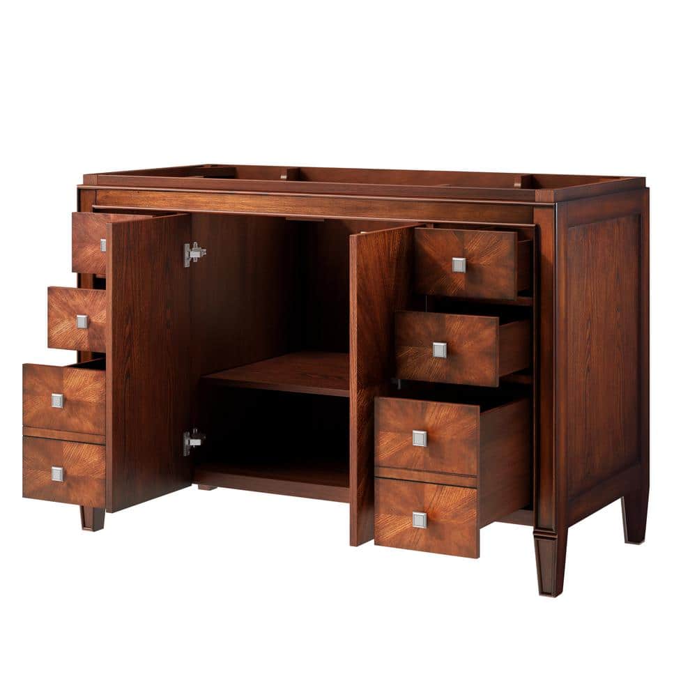 Brentwood 49" Walnut Solid Wood Freestanding Vanity Cabinet
