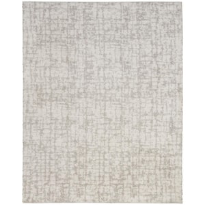 Modern Shag Ivory Grey 8 ft. x 10 ft. Abstract Contemporary Area Rug