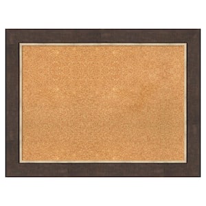 Lined Bronze Natural Corkboard 33 in. x 25 in. Bulletin Board Memo Board