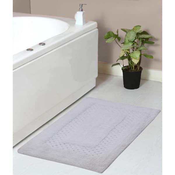 HOME WEAVERS INC Classy 100% Cotton Bath Rugs Set, 21 in. x34 in. Rectangle, White