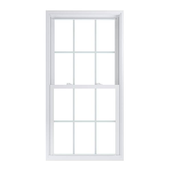 American Craftsman 31.75 in. x 61.25 in. 70 Pro Series White Double Hung Low-E2 Argon PS Glass Vinyl Repl Window with Grids, Screen Incl