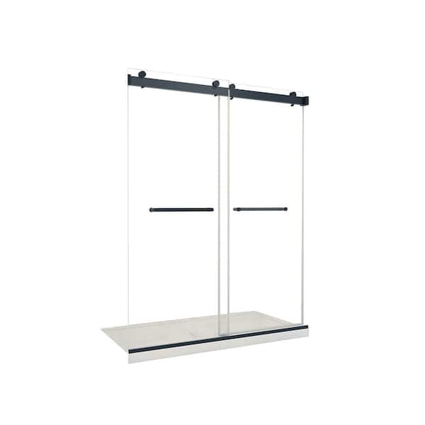 A&E Madou 60 in. W x 75 in. H Shower Doors in Matte Black