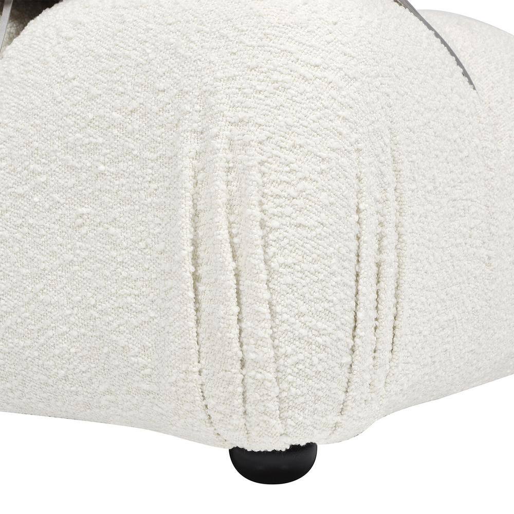 Ivory White Bouclé Modular Lounge Chair with Padded Arm