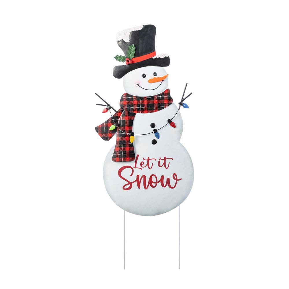 36 in. H Lighted Metal Christmas Let it Snow Snowman w/colorful bulbs  Yard Stake(KD) price history on PriceWatchPro