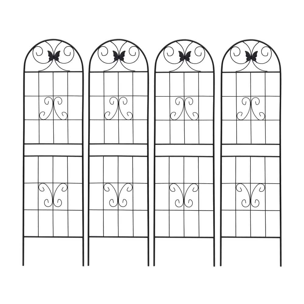 4-Pack 86.7 in. x 19.7 in. Outdoor Metal Garden Trellis Rustproof Trellis for Climbing Plants Flower Support Black price history on PriceWatchPro