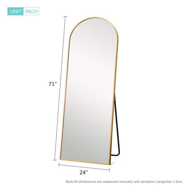 PexFix 24 in. x 71 in. Modern Arched Framed Gold Full Length Mirror Leaning  Mirror with Standing Holder PEXFIX-JOJO-S258 - The Home Depot