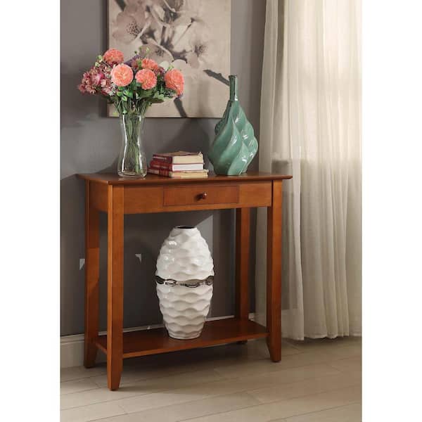 Convenience Concepts American Heritage 32 in. Cherry Standard Rectangle Wood Console Table with Drawers