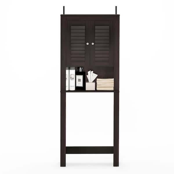 Furinno indo corner louver door 2025 cabinet espresso