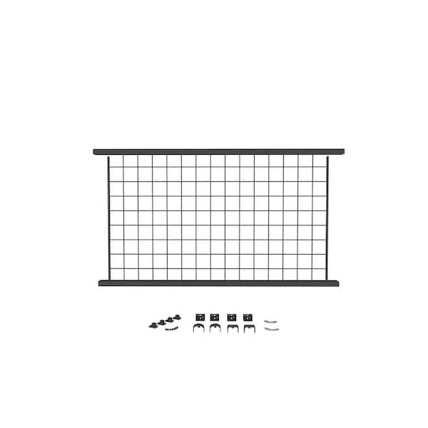 Sorrento C61 36 in. x 60 in. Black Fine Texture Aluminum Level Railing Kit with Mounts and 3-5/8 in. Mesh Panel