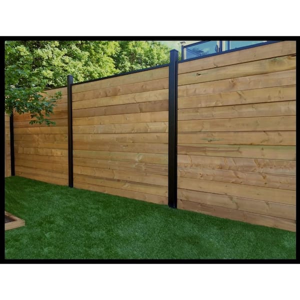 Slipfence 70 in. x 1-1/4 in. x 1-1/4 in. Black Aluminum Fence Channels for 6 ft. high fence, 2 per pack, includes screws.