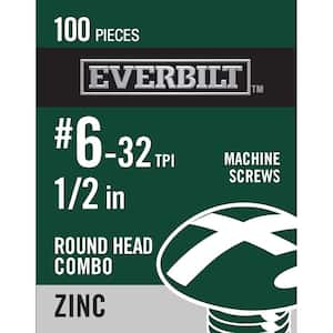 #6-32 x 1/2 in. Combo Round Head Zinc Plated Machine Screw (100-Pack)