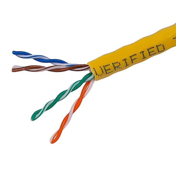 Unbranded TygerWire Category 5 1000 ft. Yellow 24-4 Unshielded Twist Pair Cable with FT4 Rated