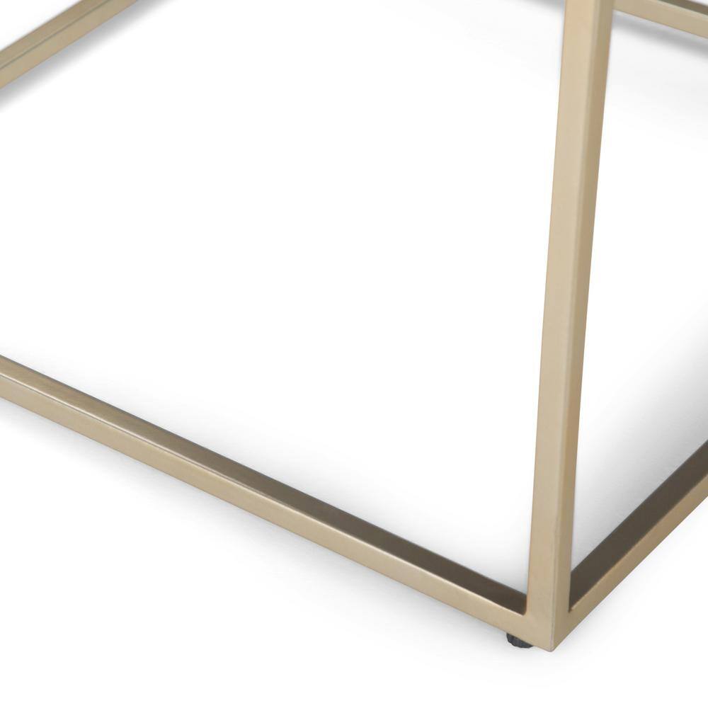 White Marble and Gold Metal Modern Accent Table