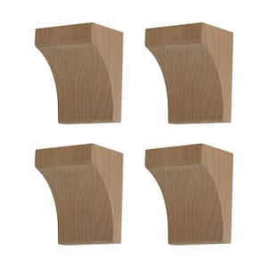 1-3/4 in. x 7 in. x 5 in. Unfinish North American Alder Wood Traditional Plain Corbel (4-Pack)