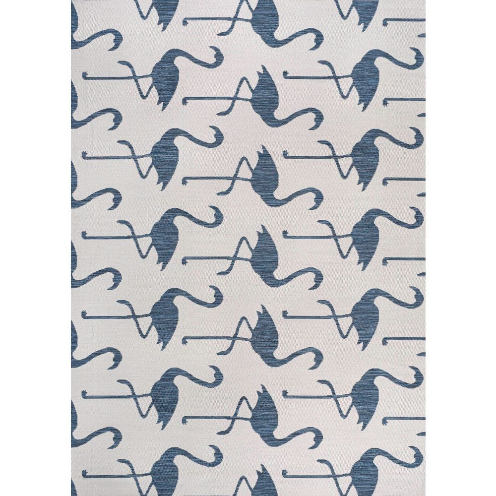 JONATHAN Y Liana Casual Coastal Flamingos 2-Tone White/Navy 8 ft. x 10 ...