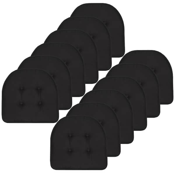 Solid U-Shape Memory Foam 17 in. x 16 in. Non-Slip Indoor/Outdoor Chair Seat Cushion (12-Pack), Black