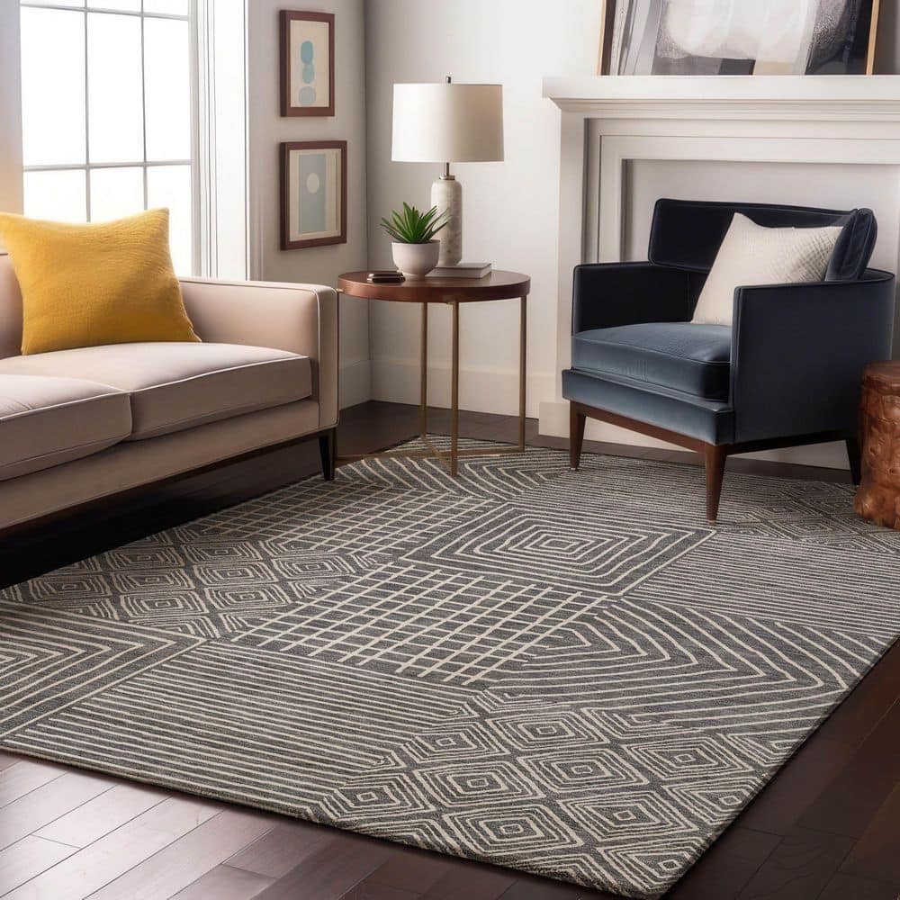 Mayfield Premium Machine Washable Abstract AMF1044 Charcoal 8 ft. x 10 ft. Area Rug price history on PriceWatchPro