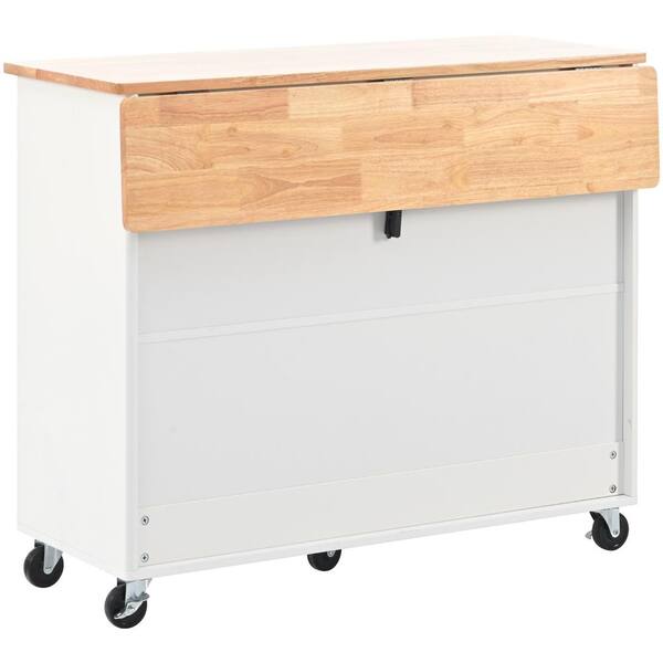Runesay Blue Mdf Base with Mdf Wood Top Rolling Kitchen Island (26.97-in x 44.03-in x 37-in)