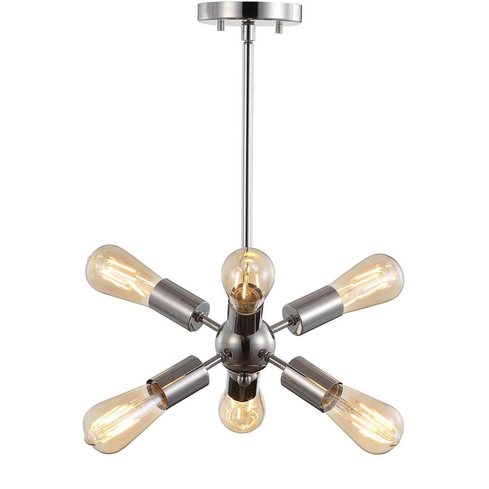 Adjustable Nickel Sputnik Chandelier with LED Bulbs
