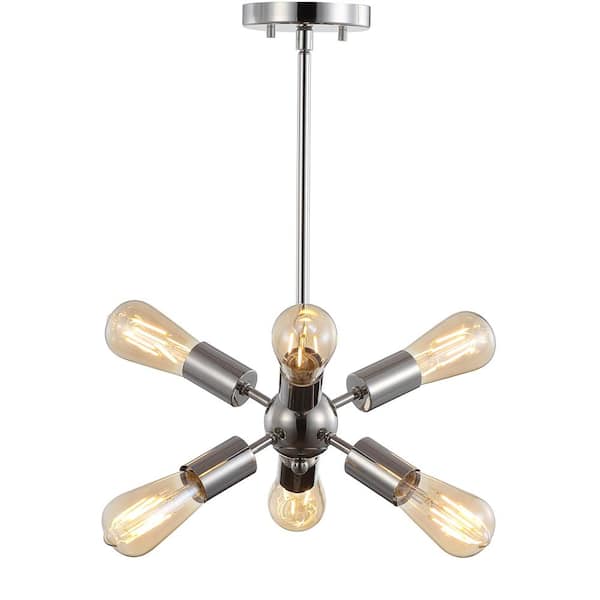 Jobs 17.5" Sputnik Metal LED Chandelier, Nickel