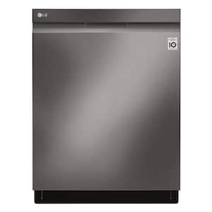 24 in. PrintProof Black Stainless Steel Top Control Built-In Smart Dishwasher with TrueSteam & QuadWash, 44 dBA