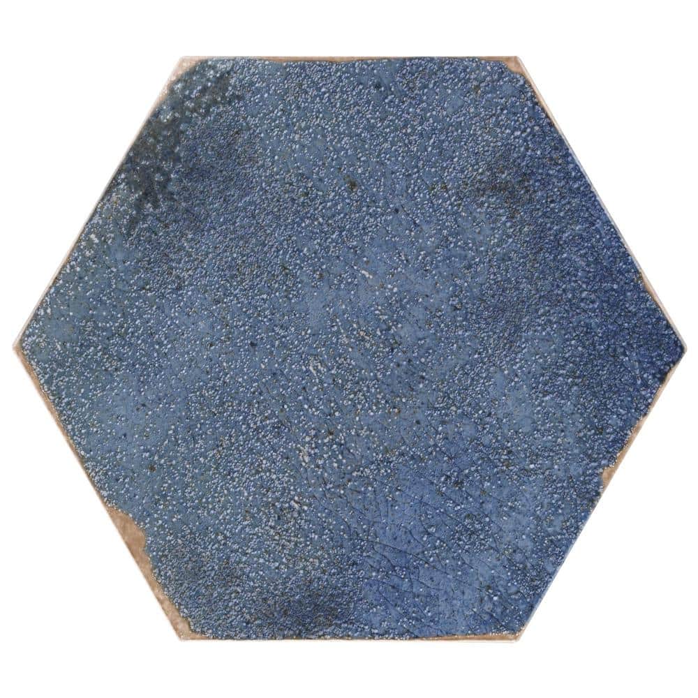 Mandalay Hex Blue Polished Porcelain Floor and Wall Tile