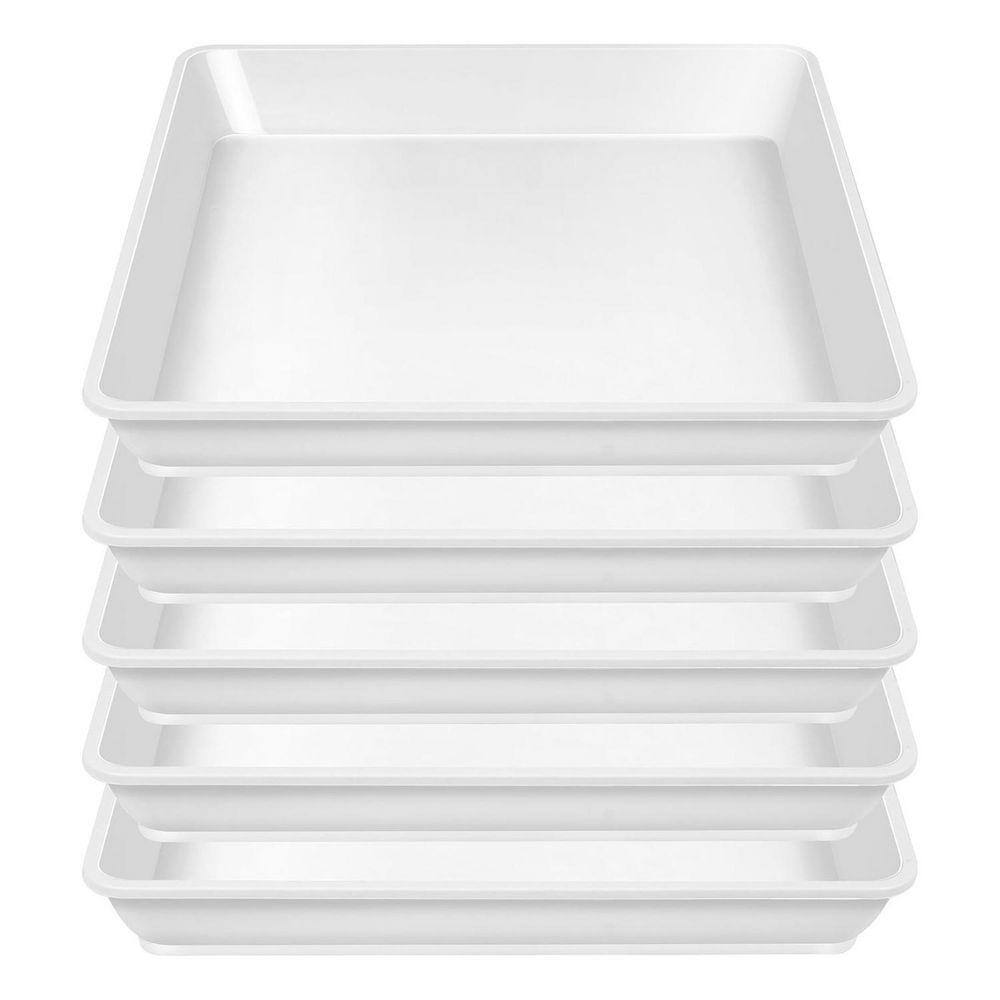 13.8 in. White Plastic Square Plant Saucer, 5-Pack L0C8H8Z5M2