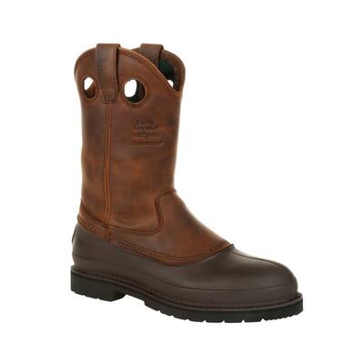 Men's Muddog 12 in. Work Boots - Soft Toe - Mississippi Brown Size 12 (M)