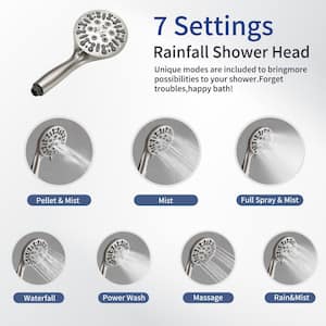 9-spray 5.5 in. Wall Mount Dual Shower Head and Handheld Shower Head 1.8 GPM with Stainless Steel Hose in Brushed Nickel
