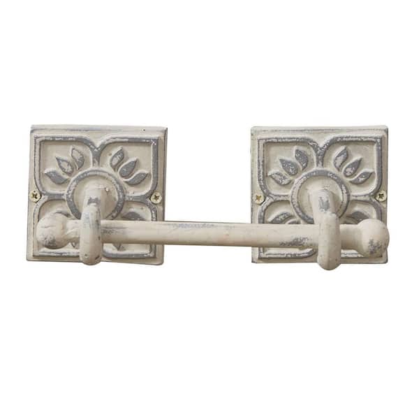 Park Designs Distressed Tile Wall Mount White Finish Toilet Paper Holder