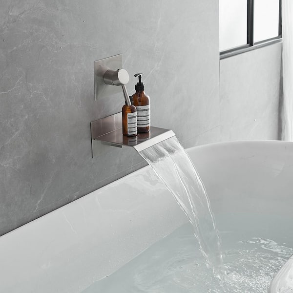1-Handle Wall Mount Roman Tub Faucet in Brushed Nickel