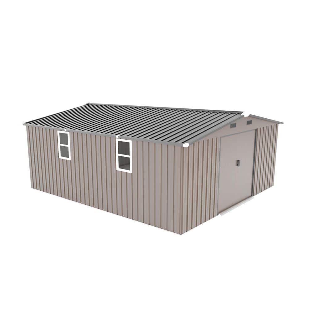 Brown 10 ft. W x 12 ft. D Heavy-Duty Metal Storage Shed with 2 Windows and Sliding Lockable Door for Garden(120 sq. ft.) price history on PriceWatchPro