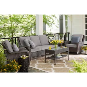 Cambridge Gray Wicker Outdoor Patio Sofa with CushionGuard Stone Gray Cushions