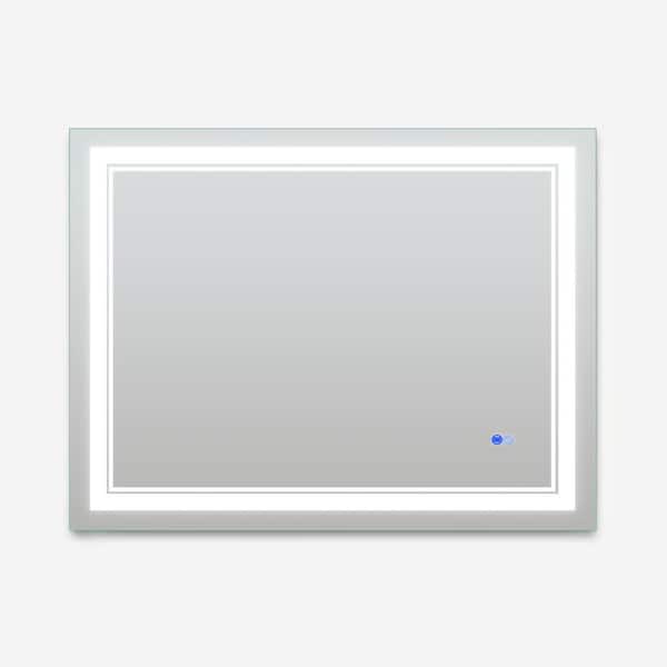 taholi 48 in. W x 36 in. H Rectangular Frameless Wall Anti-Fog LED Light Bathroom Vanity Mirror