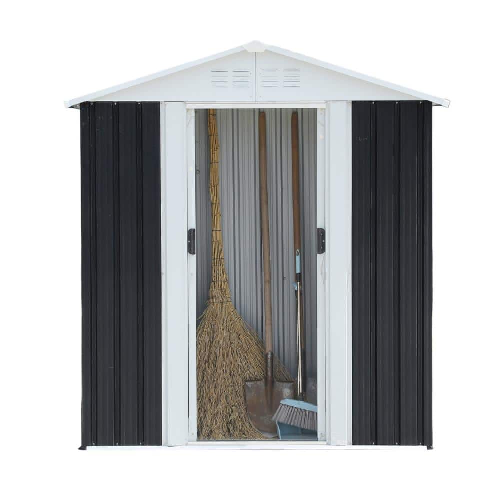 5x3 ft Metal Sliding Door Garden Shed-Apex Roof Outdoor Storage with Lockable Doors, Grey, Coverage Area-13 sq. ft. price history on PriceWatchPro